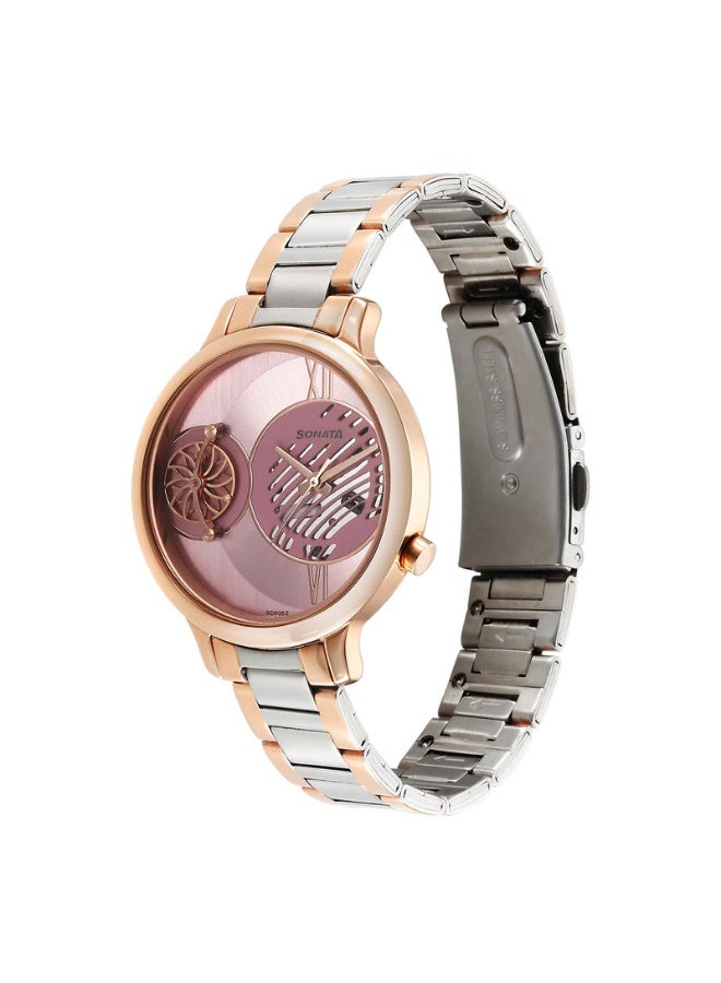 Sonata 8190KM02 Women’s Watch – Pink Dial, Rose Gold Metal Strap, Quartz Movement, 3 ATM Water Resistance - Image 3