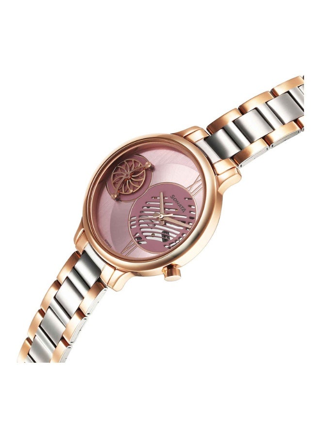 Sonata 8190KM02 Women’s Watch – Pink Dial, Rose Gold Metal Strap, Quartz Movement, 3 ATM Water Resistance - Image 2