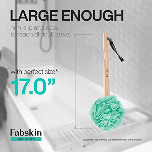 FABSKIN Luxury Back Bathing Loofah With Wooden Handle for Men and Women | Pack of 1 | Loofah For Back Bathing with handle | Back Bathing Loofah Brush | Back Scrubber for Bathing (Aqua Green) - Image 5