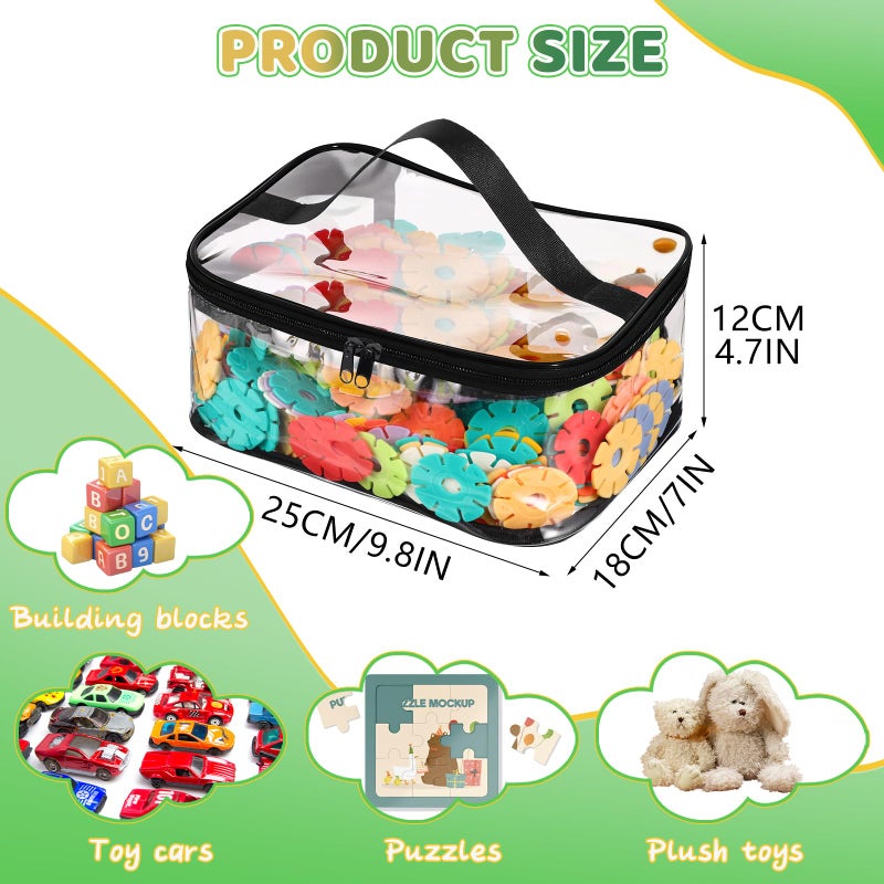 Dntorx 4 Packs Clear Toy Storage Bags, PVC Waterproof Toy Organizer with Zip Reusable Bags for Building Blocks, Board Game, Puzzles, Kids Books, Stationery - Image 2