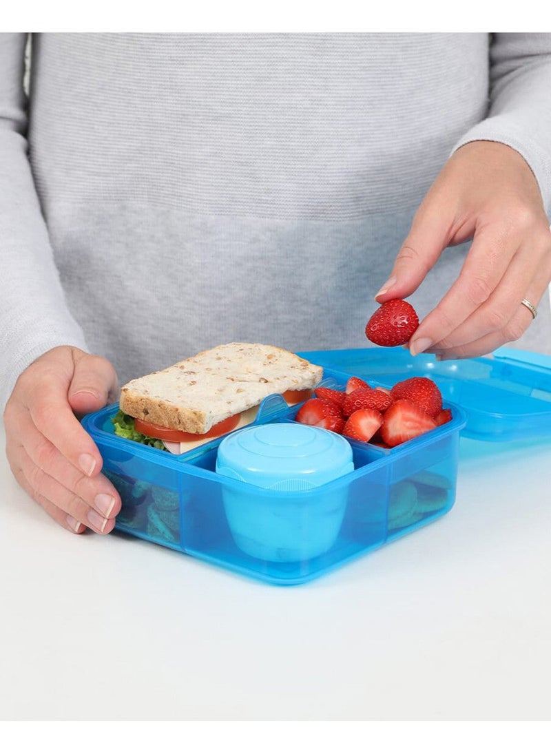 Sistema Bento Cube Lunch Box 1.25L Blue with Multi Compartments, Easy Lock Clip Lid, BPA Free Reusable Food Storage Container for Sandwiches, Snacks & Meal Prep, Made in New Zealand - Image 2