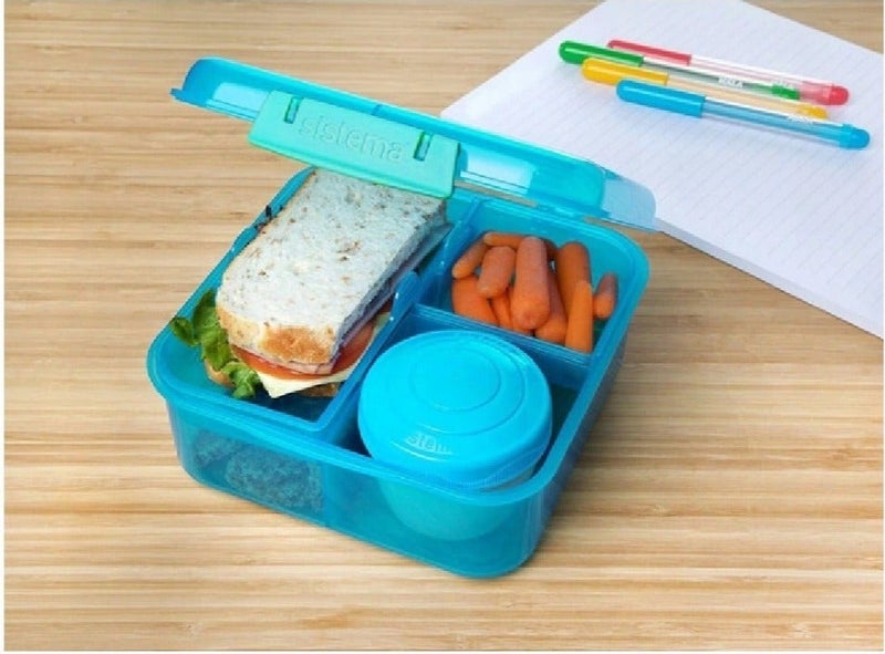Sistema Bento Cube Lunch Box 1.25L Blue with Multi Compartments, Easy Lock Clip Lid, BPA Free Reusable Food Storage Container for Sandwiches, Snacks & Meal Prep, Made in New Zealand - Image 4