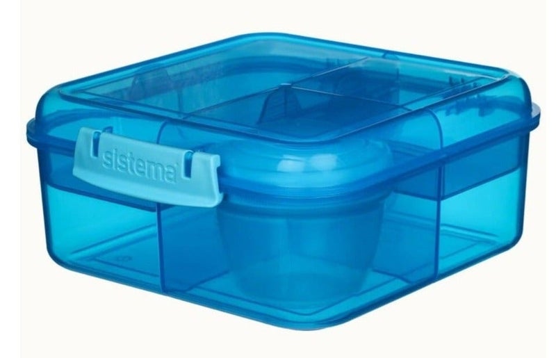 Sistema Bento Cube Lunch Box 1.25L Blue with Multi Compartments, Easy Lock Clip Lid, BPA Free Reusable Food Storage Container for Sandwiches, Snacks & Meal Prep, Made in New Zealand - Image 5