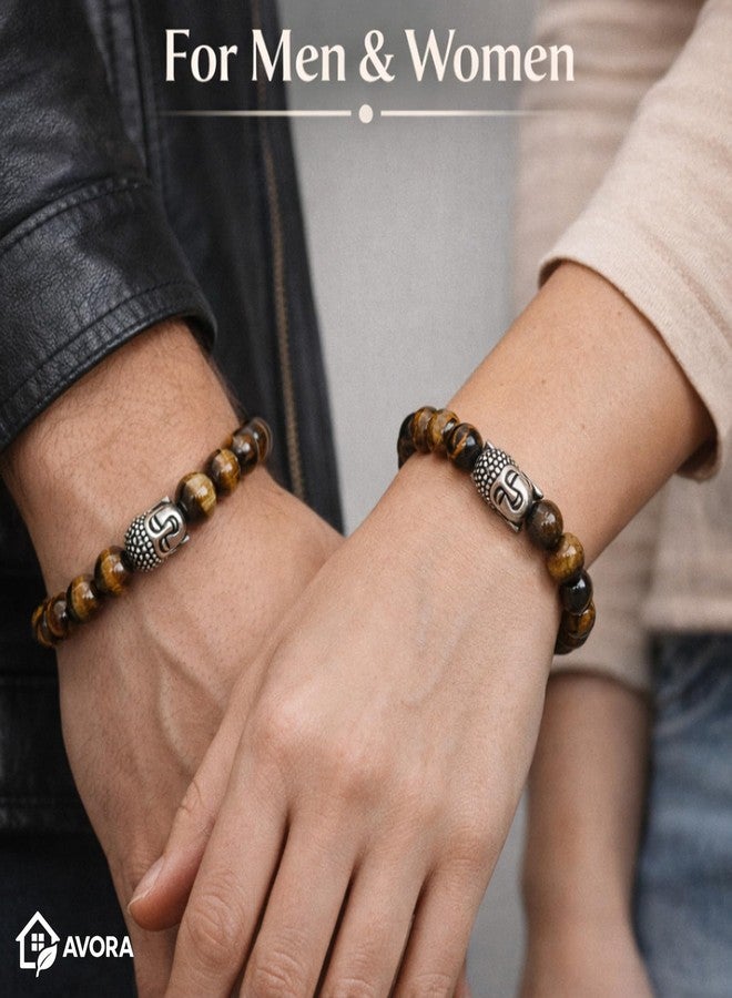 AVORA Tiger Eye Bracelet for Men & Women | Natural Healing Crystal for Confidence, Protection & Focus | Certified Tiger Eye Stone Beaded Bracelet for Wear & Spiritual Balance - Image 5