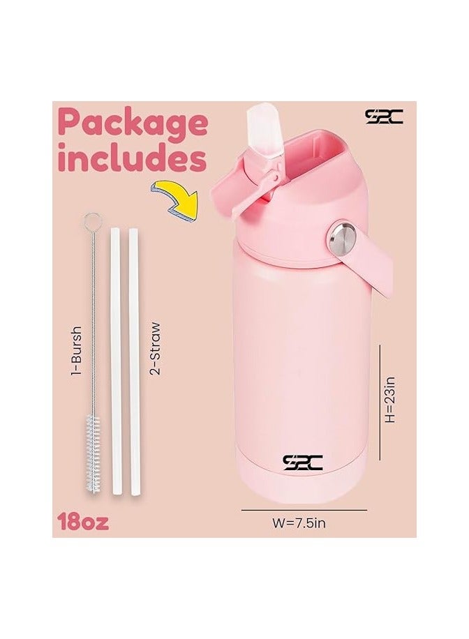 S2C BPA Free Leakproof Stainless Steel Water Bottle For Kids With Straw And Handle, Pink, 550 ML  - Image 5