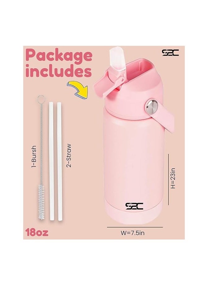 S2C BPA Free Leakproof Stainless Steel Water Bottle For Kids With Straw And Handle, Pink, 550 ML  - Image 4