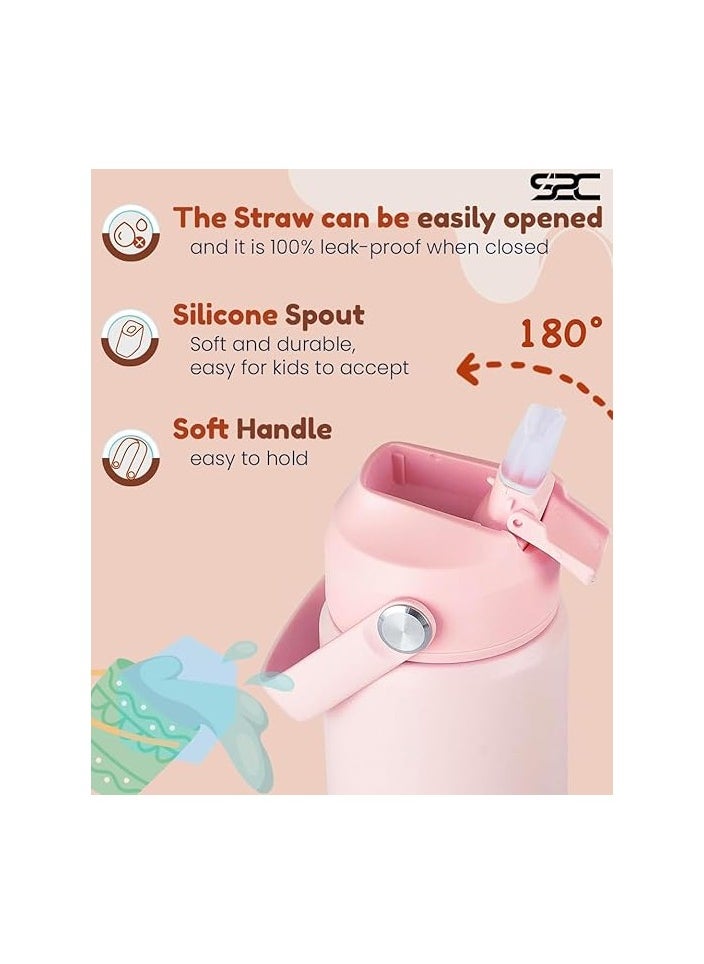 S2C BPA Free Leakproof Stainless Steel Water Bottle For Kids With Straw And Handle, Pink, 550 ML  - Image 5