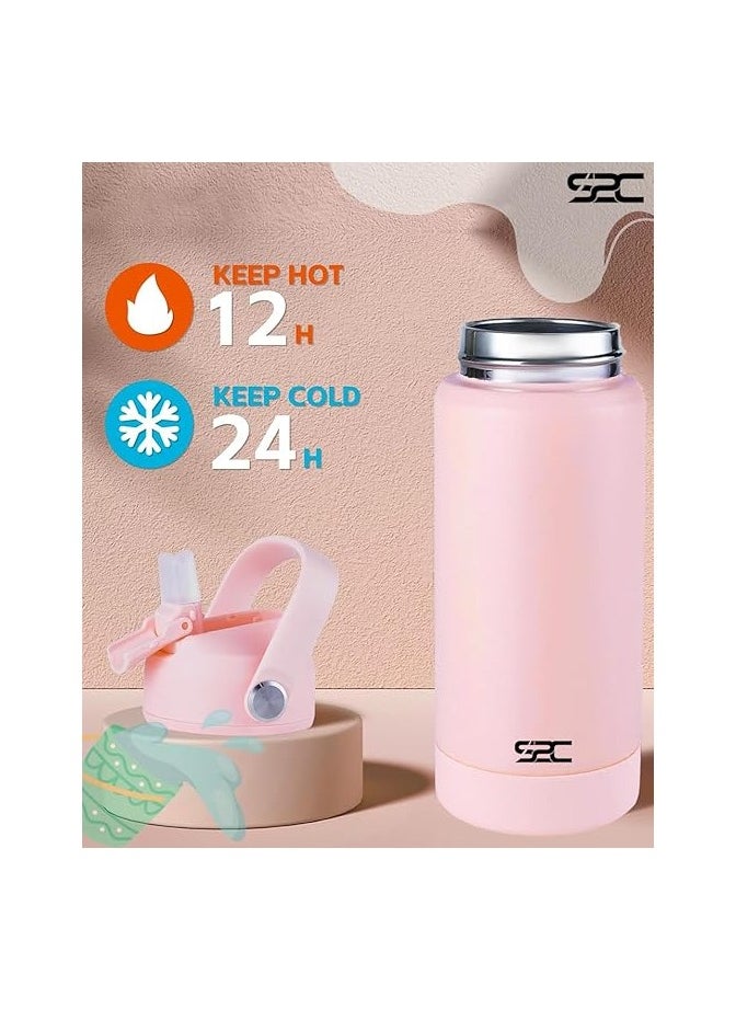 S2C BPA Free Leakproof Stainless Steel Water Bottle For Kids With Straw And Handle, Pink, 550 ML  - Image 3