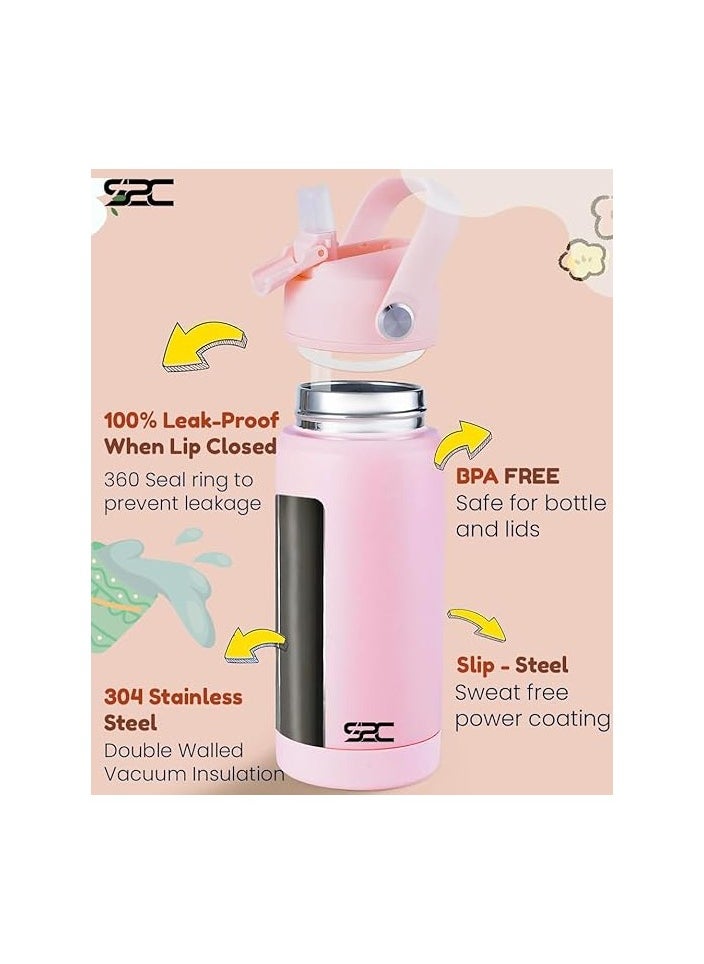 S2C BPA Free Leakproof Stainless Steel Water Bottle For Kids With Straw And Handle, Pink, 550 ML  - Image 2