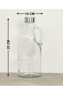 Glass Water Bottle, 1000ml, Pack of 1, Clear