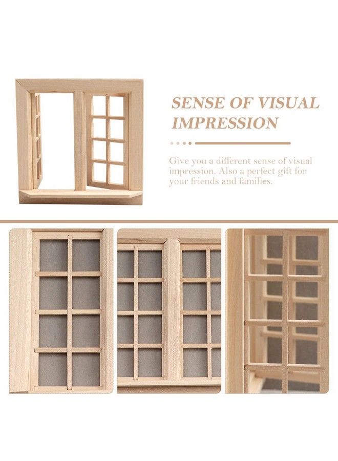 Toyvian Wooden Window For Dollhouse Miniature Window Frame Mini Furniture Doll House 1:12 Dollhouse Wooden Doors Miniature Furniture Doll Craft Window Frame Model Decoration - Image 5