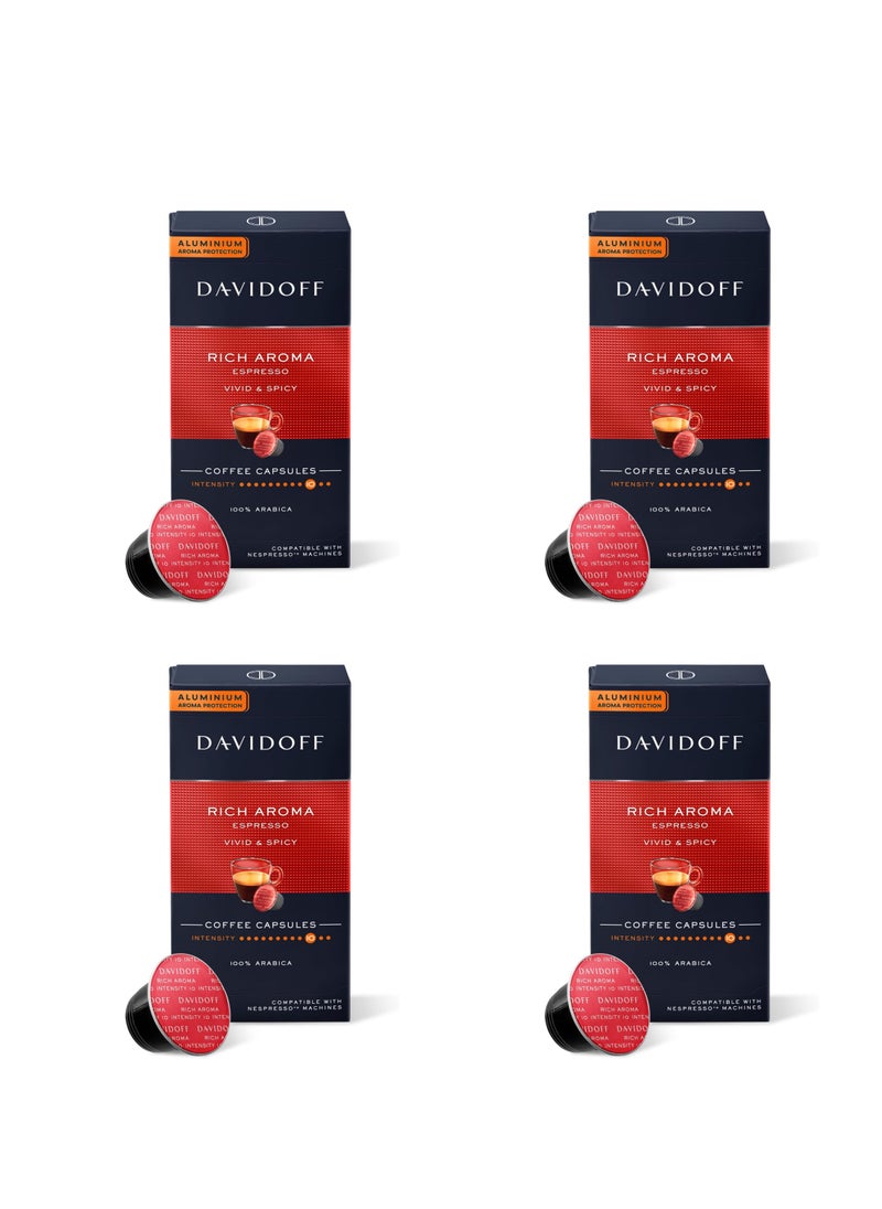 Davidoff Davidoff Rich Aroma – Bundle of 4 Coffee Capsule Packs – Intensity 10/12 – 10 Capsules per Pack – 220g (Total 40 Pods) 