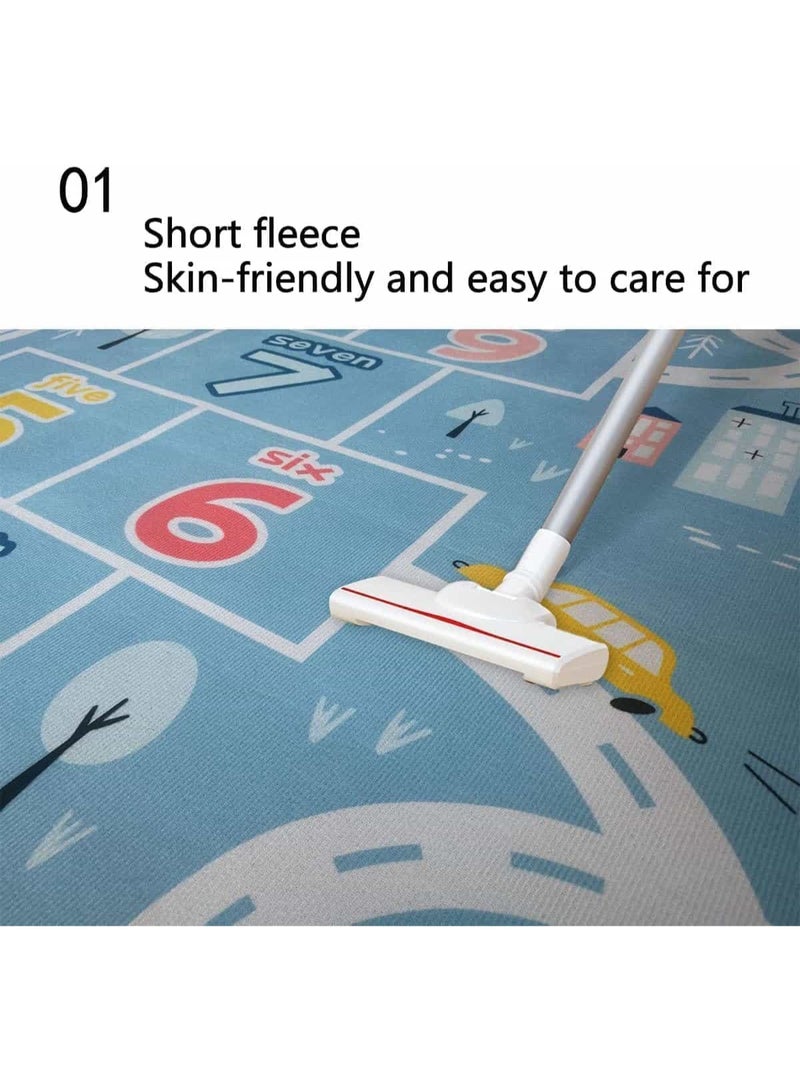 ميتوي سجادة أطفال 120*160 ، سجادة لعب بنظام المرور على الطرق في المدينة-سجادة أطفال مع دعم مطاطي ، سجادة لعب في الشوارع رائعة للعب بالسيارات لغرفة النوم وغرفة اللعب-سجادة حضانة آمنة غير قابلة للانزلاق - Image 3