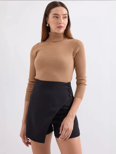 BIG DART BDART Textured Turtleneck Fitted Sweater