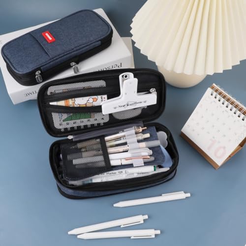 iSuperb Foldable Pencil Case Zipper Big Capacity Aesthetic Canvas Pencil Pouch Compartments Stationery Organizers Pen Bag for Kids Girls Boys Teen Child Student School Supplies Makeup Bags - Image 2