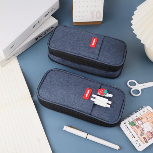 iSuperb Foldable Pencil Case Zipper Big Capacity Aesthetic Canvas Pencil Pouch Compartments Stationery Organizers Pen Bag for Kids Girls Boys Teen Child Student School Supplies Makeup Bags - Image 3