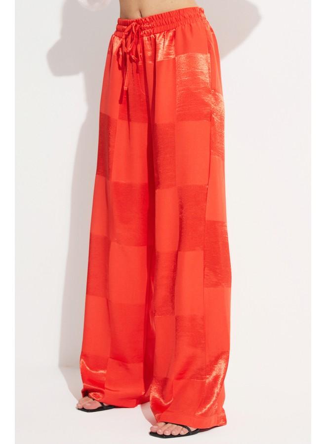 جون بنطلون فيسكوز بقصة واسعة ونقشات حصرية - يونيو أحمر - Image 4