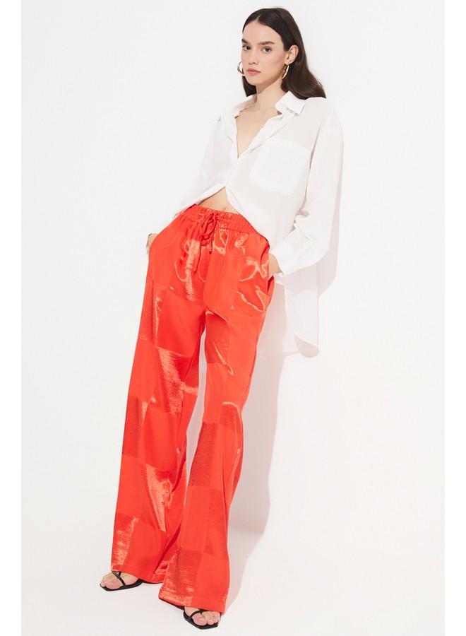 جون بنطلون فيسكوز بقصة واسعة ونقشات حصرية - يونيو أحمر - Image 5