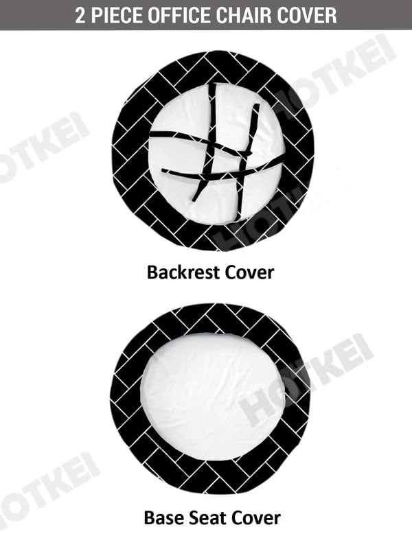 HOTKEI Set of 1 Black Brick 2 Piece Office Chair Cover 200GSM Fabric Stretchable Elastic Polyester Removable Washable Office Computer Desk Executive Rotating Chair Seat Covers Slipcover Protector - Image 4