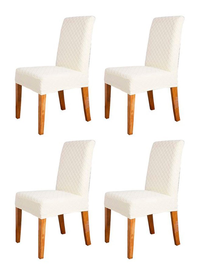 4-Piece Decorative Chair Cover Set White 12x12x1cm - Image 1