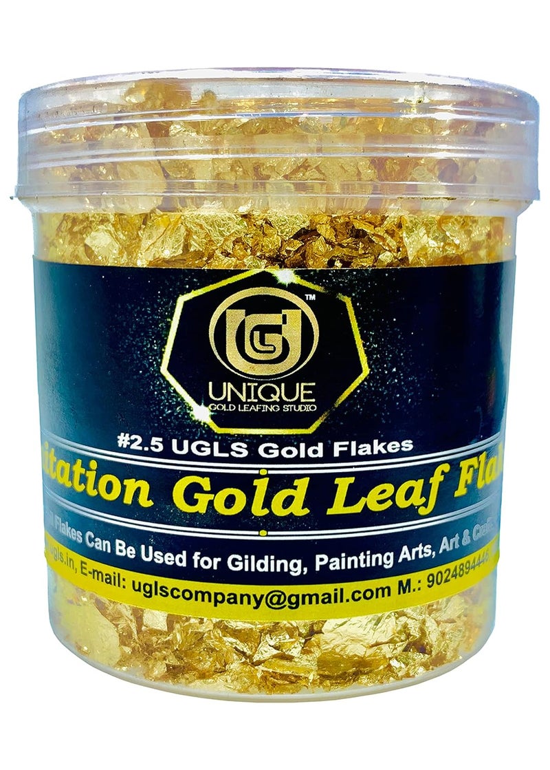 Unique Gold Leafing Studio 15g Gold Leaf Flakes - Gold Flakes for Crafts and Arts, Nails, Resin, Glitter, Gilding, Paintings, 15gm/Bottle (Gold, Silver, Rose) - Image 2