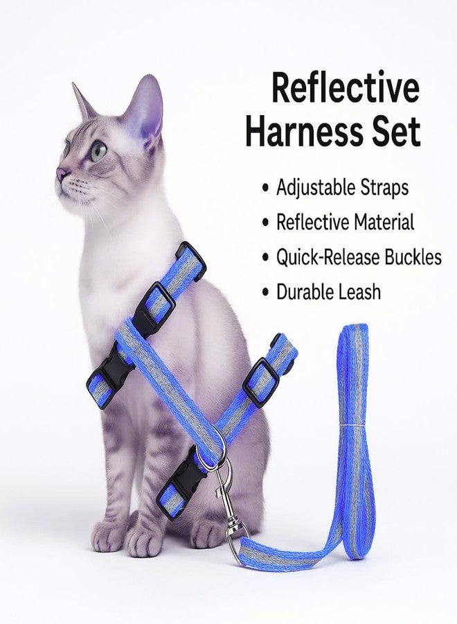 PET FUN Adjustable Cat Harness with Leash - Comfortable, Escape-Proof, Lightweight & Durable Nylon Strap with Safety Buckles - Perfect for Walking, Training & Outdoor Adventures (Blue) - Image 3