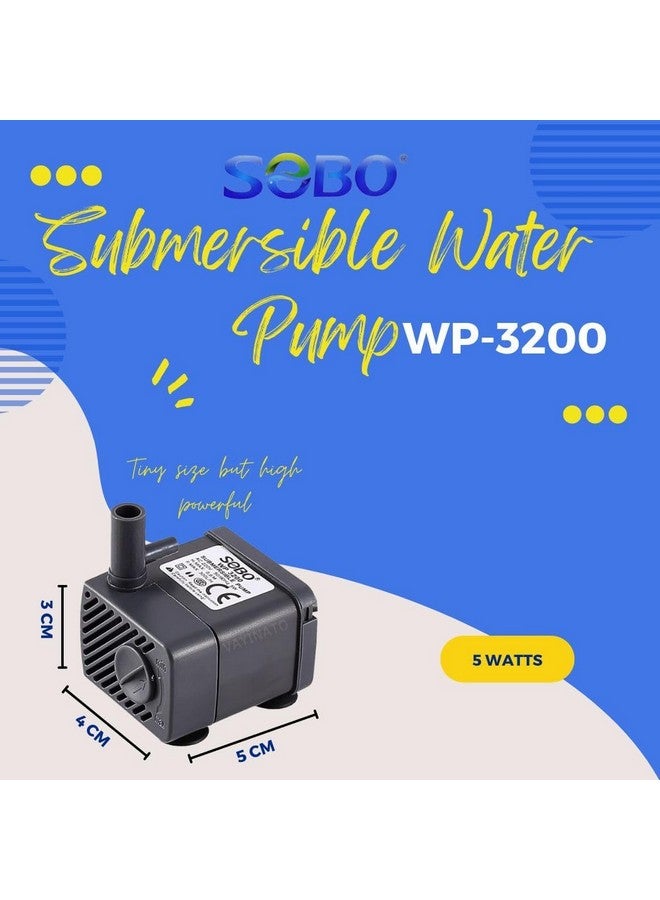 VAYINATO SOBO (WP-3200 | 5W | 300L/H) Aquarium Energy Saving Submersible Water Pump with Adjustable Flow Control for Aquarium Fish Tank, Waterfall & Indoor Decoration By Petzlifeworld - Image 3