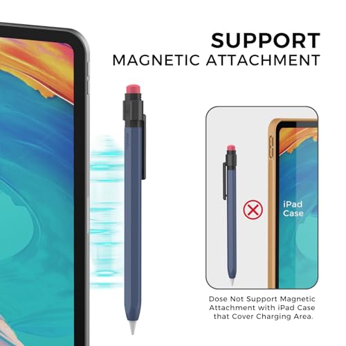 TRONWIN Apple Pencil USB C Case,Silicone Sleeve Protective Cover Perfect Grip Skin Classic Design with Sturdy Clip Compatible with Apple Pencil USB-c for ipad pro (Midnight Blue) - Image 3