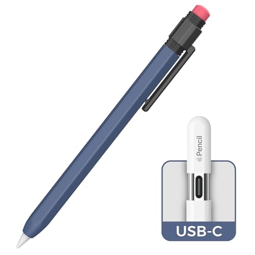 TRONWIN Apple Pencil USB C Case,Silicone Sleeve Protective Cover Perfect Grip Skin Classic Design with Sturdy Clip Compatible with Apple Pencil USB-c for ipad pro (Midnight Blue) - Image 1