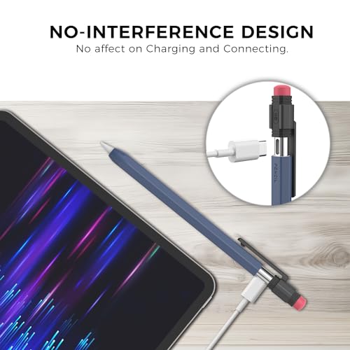 TRONWIN Apple Pencil USB C Case,Silicone Sleeve Protective Cover Perfect Grip Skin Classic Design with Sturdy Clip Compatible with Apple Pencil USB-c for ipad pro (Midnight Blue) - Image 4