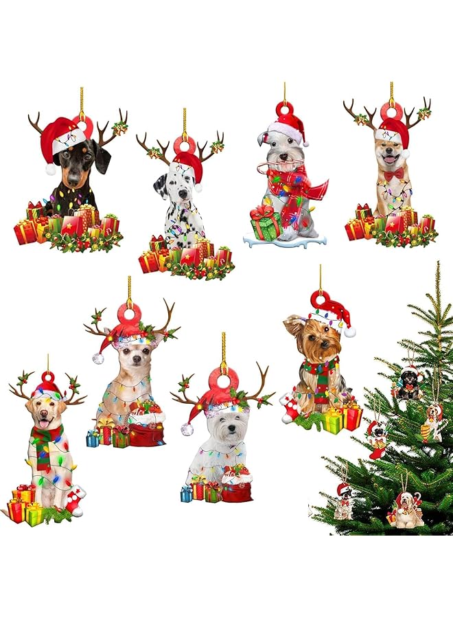 The Bros 8 حزمة زينة شجرة عيد الميلاد للكلاب، زينة عيد الميلاد المضحكة، زينة شجرة عيد الميلاد للكلاب المقاومة للماء، هدية لعشاق الكلاب، زينة معلقة لعيد الميلاد، زينة شجرة عيد الميلاد لحفلة عيد الميلاد - Image 1
