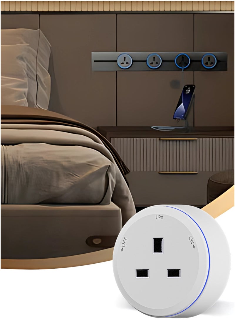 إسبانيا محول مسار كهربائي متعدد الوظائف باللون الأبيض مع حلقة LED زرقاء - Image 3