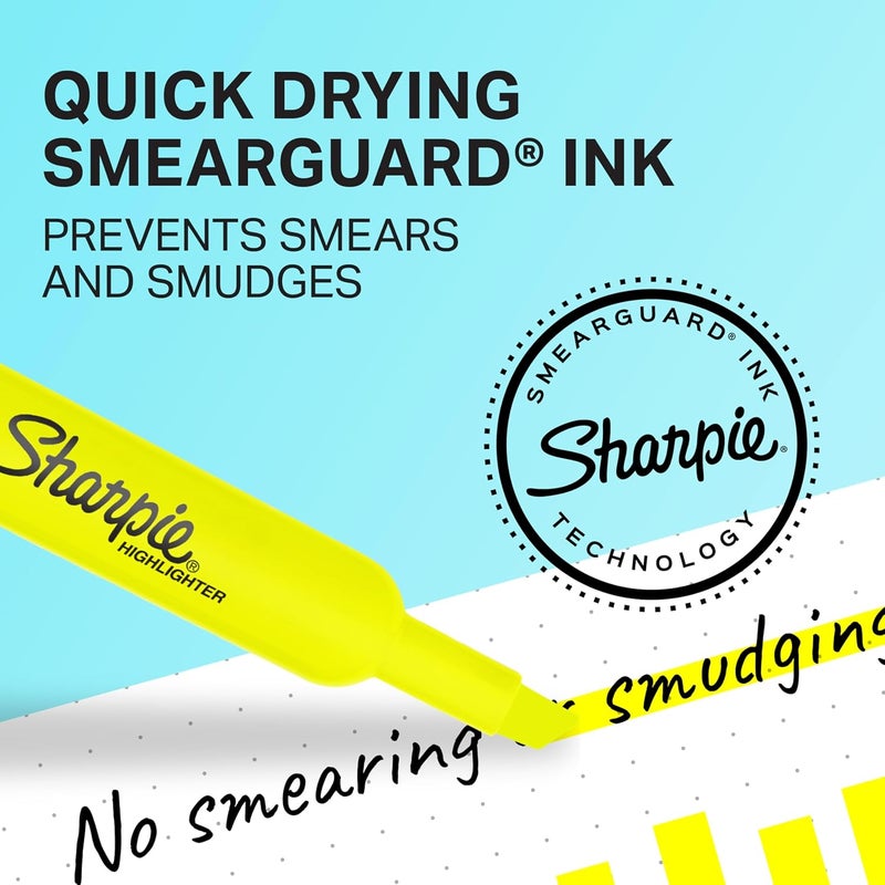 Sharpie Tank Style Highlighters Chisel Tip Fluorescent Yellow 4 Count - Image 2