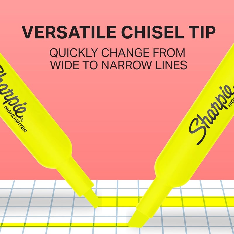 Sharpie Tank Style Highlighters Chisel Tip Fluorescent Yellow 4 Count - Image 4