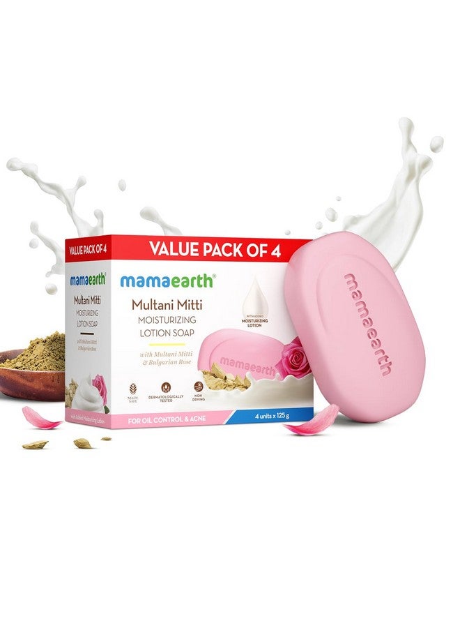 Mamaearth Mamaearth Multani Mitti Moisturizing Lotion Soap with Multani Mitti & Rose for Oil Control & Acne 125g (Pack of 4) | Benefits of Lotion in a Soap | Deeply Cleanses & Moisturizes | Grade 1 Acne Soap  - Image 2