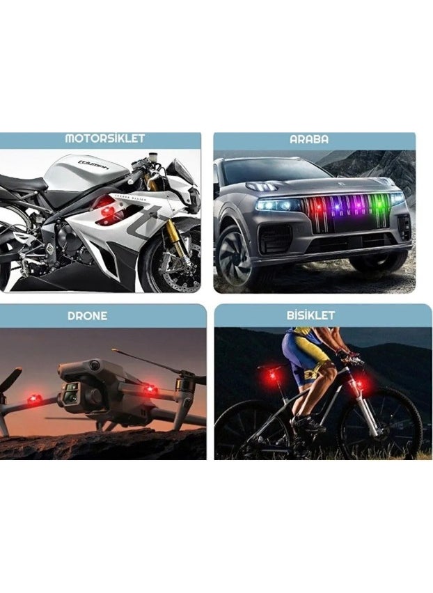 Qasul - Universal Flash Warning Light 7 Color USB Rechargeable Aircraft LED Emergency Lights Drone Bicycle - Image 1