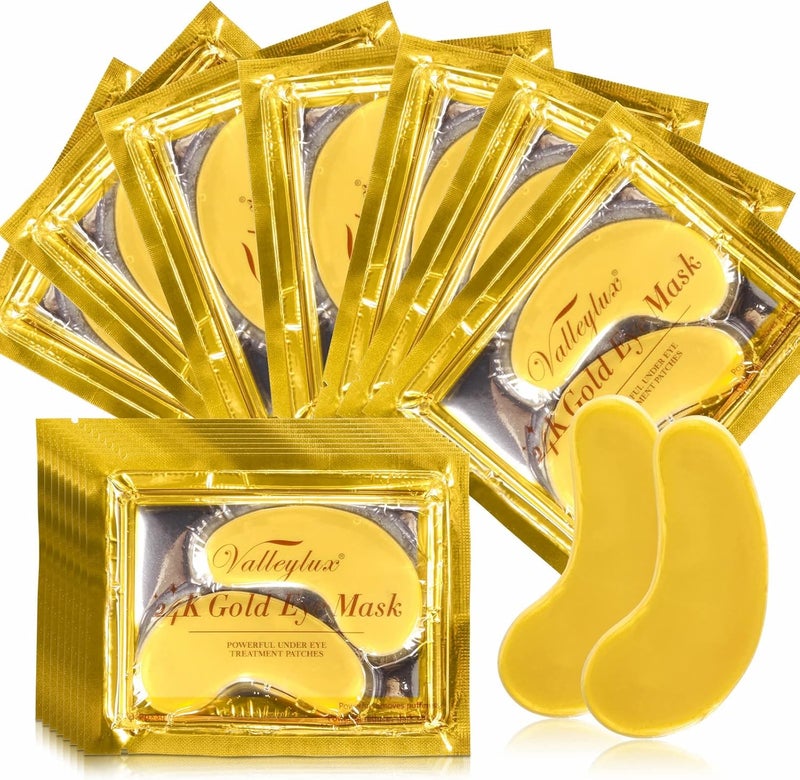 24K Gold Eye Masks AntiAgingUnder Eye PatchesEye Masks for Anti Wrinkles Dark Circle Puffiness collagen Eye Patches Women Men Under Eye Gel Patch 20 Pairs