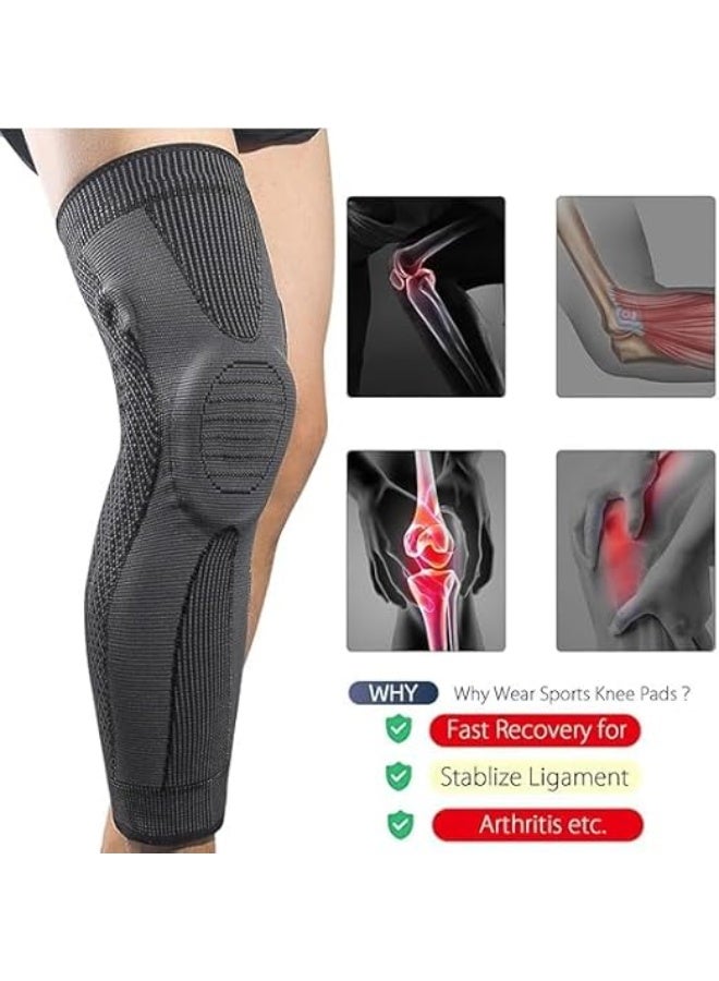 دعامة الركبة الرياضية الضاغطة – دعم كامل للركبة مع تقنية النسيج الشبكي المسامي – رمادي بخطوط خضراء – حماية عالية المرونة للرجال والسيدات – تناسب الركبة اليمنى أو اليسرى (قطعة واحدة) - Image 3