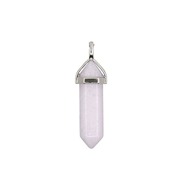 Generic Hexagonal Crystal Point Pendant Necklace powder crystal 