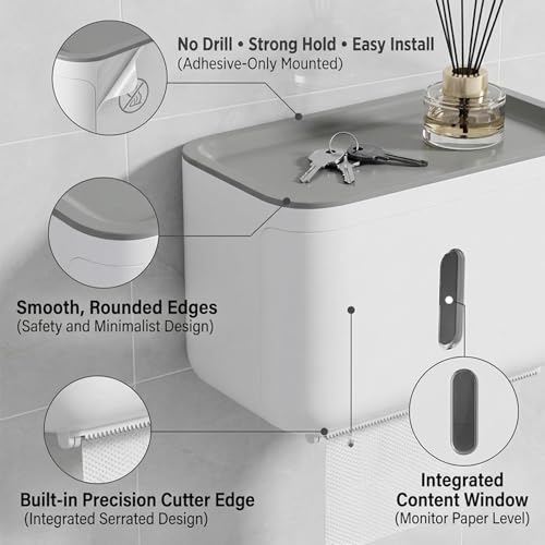 Zeinwap Self Adhesive Toilet Paper Holder for Bathroom with Mobile Stand, Wall Mounted Tissue Paper Holder, Toilet Paper Roll Holder for Bathroom, Bathroom Accessories (White) - Image 3