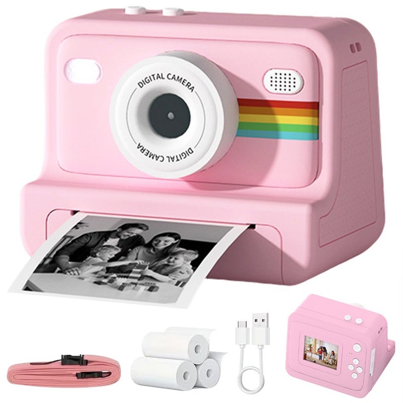 Portable Instant Photo Digital Camera, 1-Second Instant Photo Printing, Video Selfie Camera, 1080P HD Screen, Supports Photo Printing, Photography, USB Cable, Lanyard, Three Rolls of Print Paper, Holiday Birthday Gift, Portable Travel Printing - Image 2