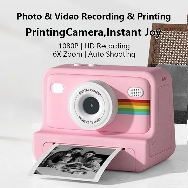 Portable Instant Photo Digital Camera, 1-Second Instant Photo Printing, Video Selfie Camera, 1080P HD Screen, Supports Photo Printing, Photography, USB Cable, Lanyard, Three Rolls of Print Paper, Holiday Birthday Gift, Portable Travel Printing - Image 4