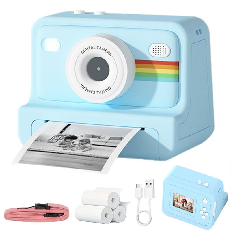 Portable Instant Photo Digital Camera, 1-Second Instant Photo Printing, Video Selfie Camera, 1080P HD Screen, Supports Photo Printing, Photography, USB Cable, Lanyard, Three Rolls of Print Paper, Holiday Birthday Gift, Portable Travel Printing - Image 1