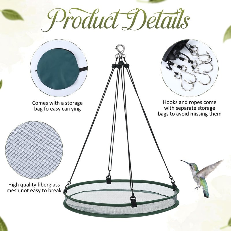 FoldTier Universal Wild Bird Seed Catcher Hanging Hoop Platform Bird Seed Catcher Tray for Hummingbird Feeders Bee Feeder Outdoor Garden Accessories(1 Pieces,20 Inch) - Image 3