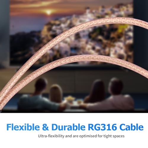 RFAdapter F-Type RG6 Splitter Coax Cable, 75Ohm 3 Way Splitter Combiner for TV Antenna, 6.8inch F Male to F Dual Female RG316 Cable, Enhanced Signal Transmission & Channel Reception, Flexible for Tight Spaces - Image 3