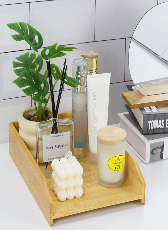 Multibey A4 Bamboo Stackable Paper Tray 2-Pack, 2-Tier Anti-Toppling Desk Organizer, Wooden Letter Document Magazine Tray Desktop File Folder Holder for Office & Home Supplies - Image 4