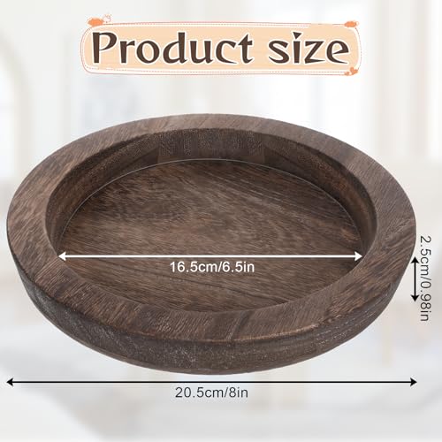 Eldraqth 6.5 in Round Rustic Wood Tray for Decor Candle Holder Tray Wooden Serving Trayes for Coffee Table and Home Decor Small Serving Trays for Centerpiece Table Decorations Circle Dining Tables Trays - Image 3