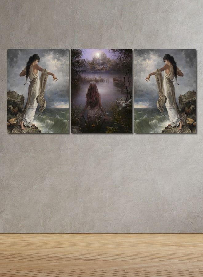 ماركتنا لوحة جدارية فنية لتزين الحائط بتصميم تجريدي، ثلاث قطع مقاس120X60سم - Image 1