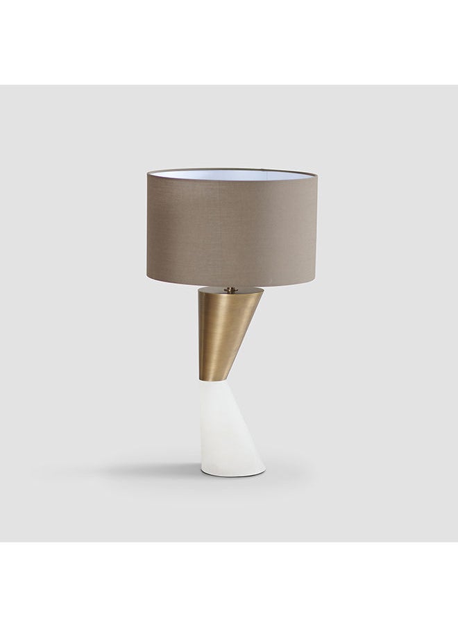 AL HUZAIFA FURNITURE Plié, Table Lamp Onyx White Marble, Brown Shade  - Image 1