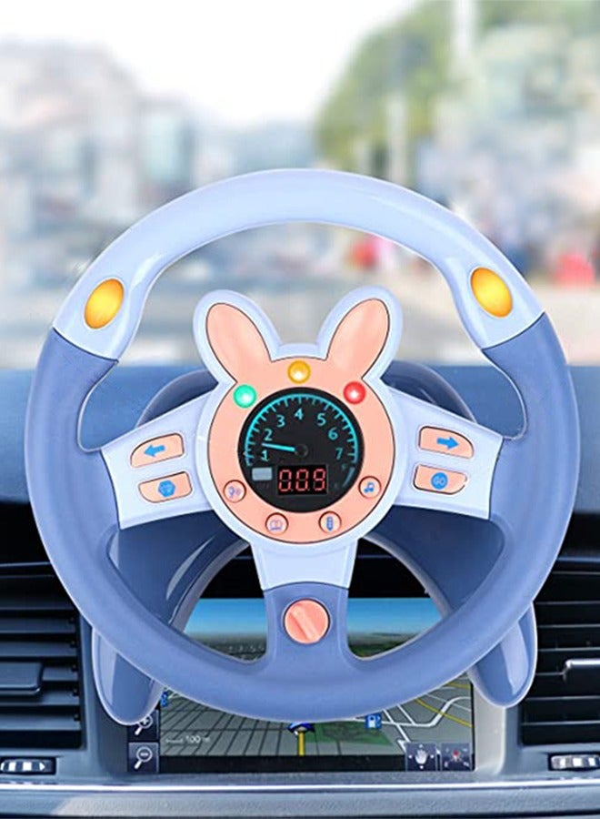 GROIC Rotating Steering Wheel Toy with Music and Light, Kids Steering Wheel for Backseat Learn Driver Pretend Driving Simulation Driving Steering Wheel Toy Portable Pretend Play Toy Gifts for Kids Blue  - Image 2